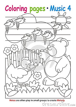 Coloring pages about music Vector Illustration